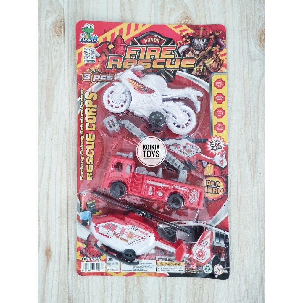 Jual Mainan anak kendaraan pemadam kebakaran PMK fire rescue isi 3pcs ...