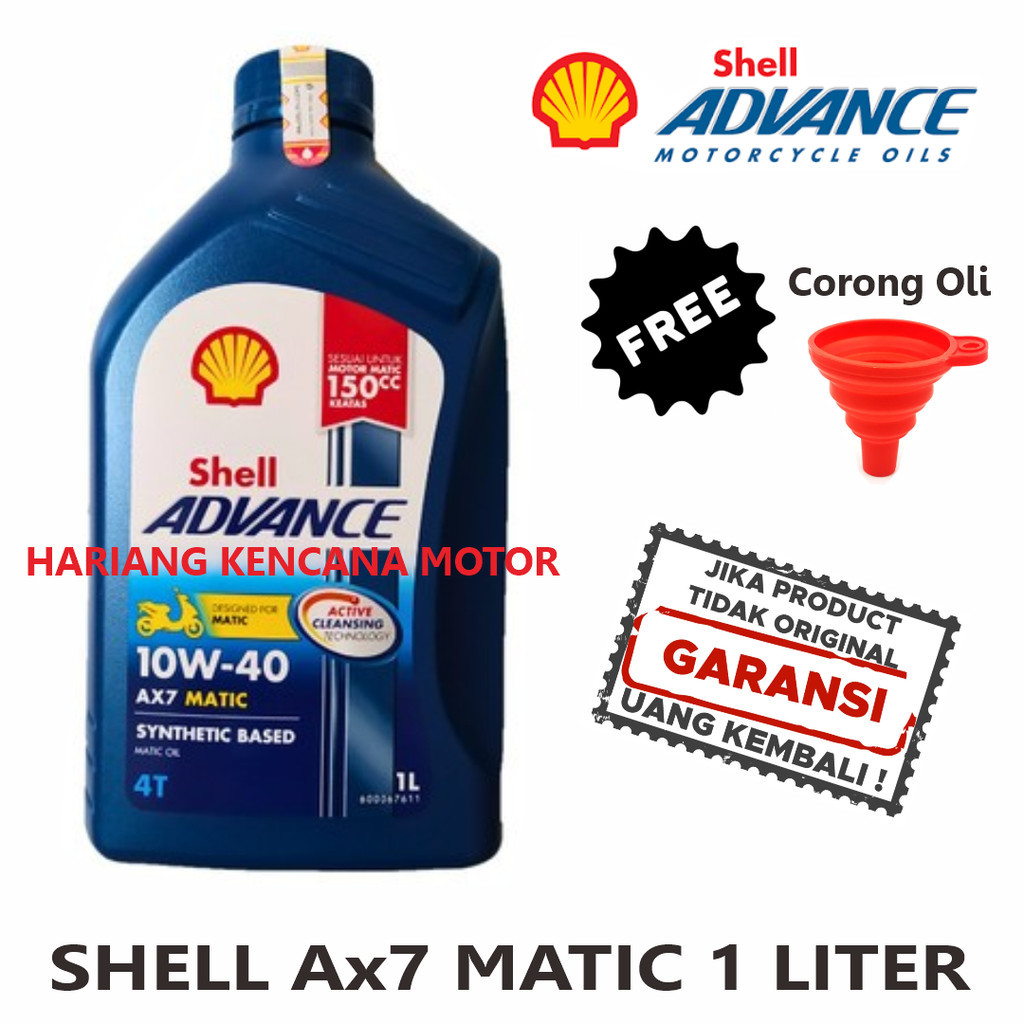 Jual Oli Motor Shell Advance AX7 Scooter Matic 10W-40 1 Liter Original ...
