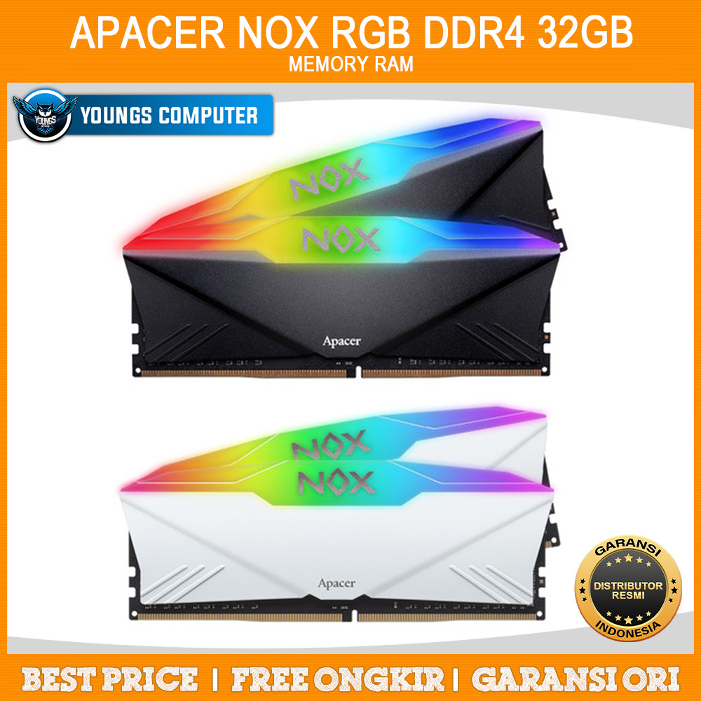 Jual RAM APACER NOX RGB 32GB KIT DDR4 3600Mhz (2x16GB) Black White RAM ...