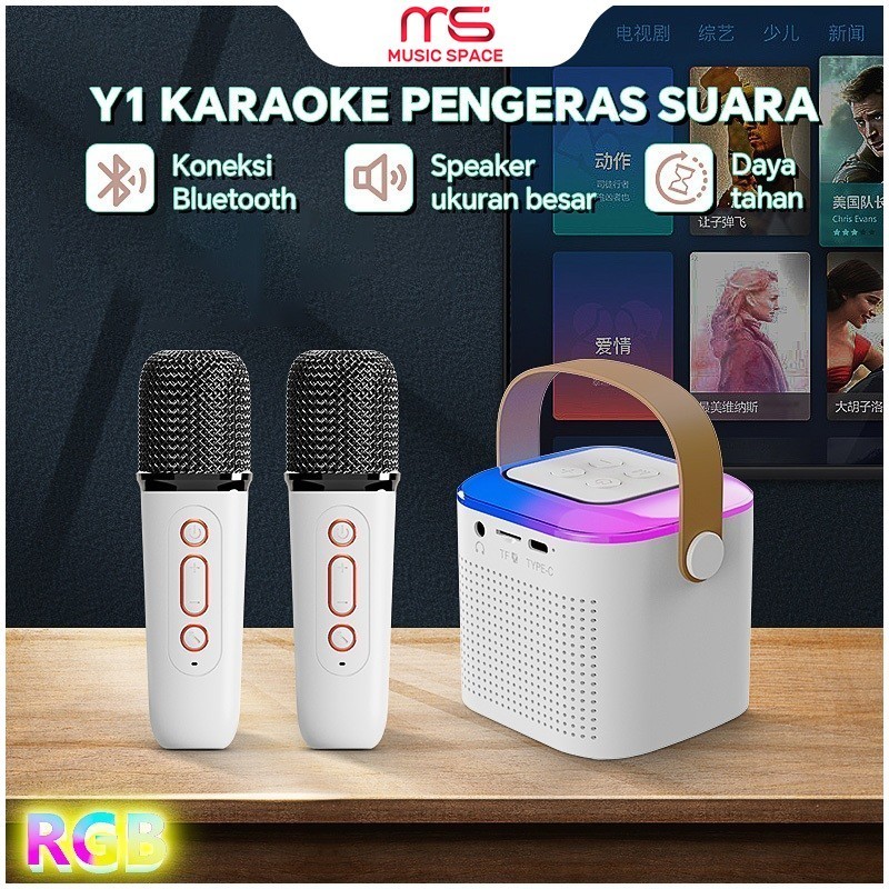 Jual Mini Y1 Wireless Bluetooth Microphone Speaker 2 Microphone Karaoke ...