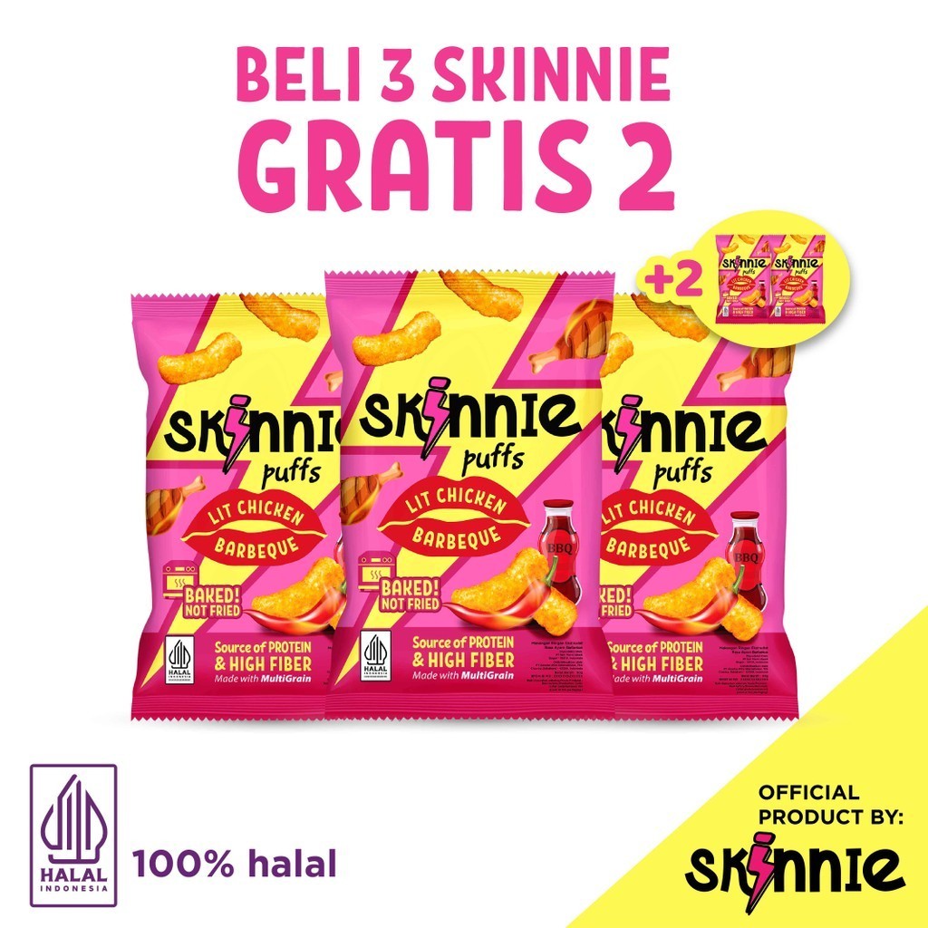Jual BELI 3 GRATIS 2 - Skinnie Power Puffs Lit Chicken BBQ | Shopee ...