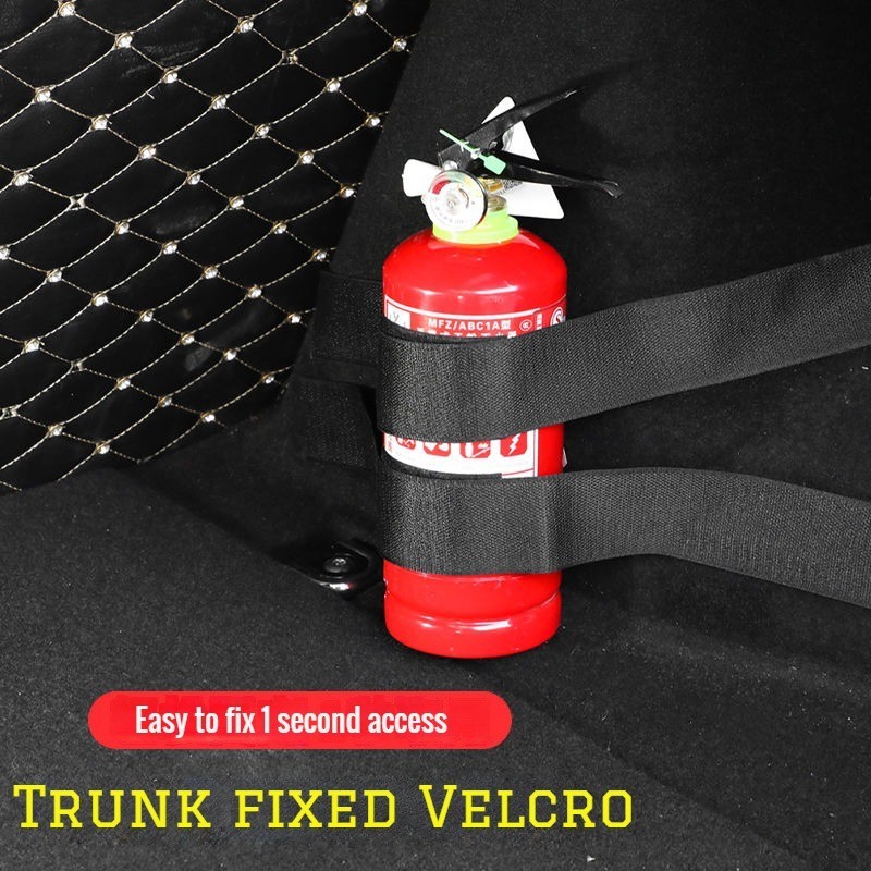 Jual Car Fire Extinguisher Fixed With Trunk Storage Straps Car Tail Tank Oil Bucket Warning Sign