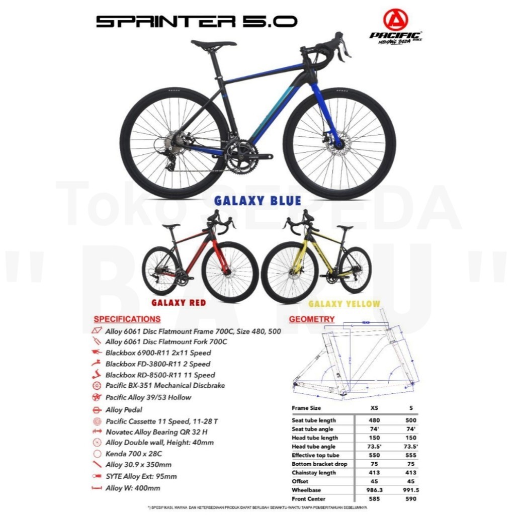 Jual TB - Sepeda Balap Roadbike PACIFIC SPRINTER 5.0 | Shopee Indonesia