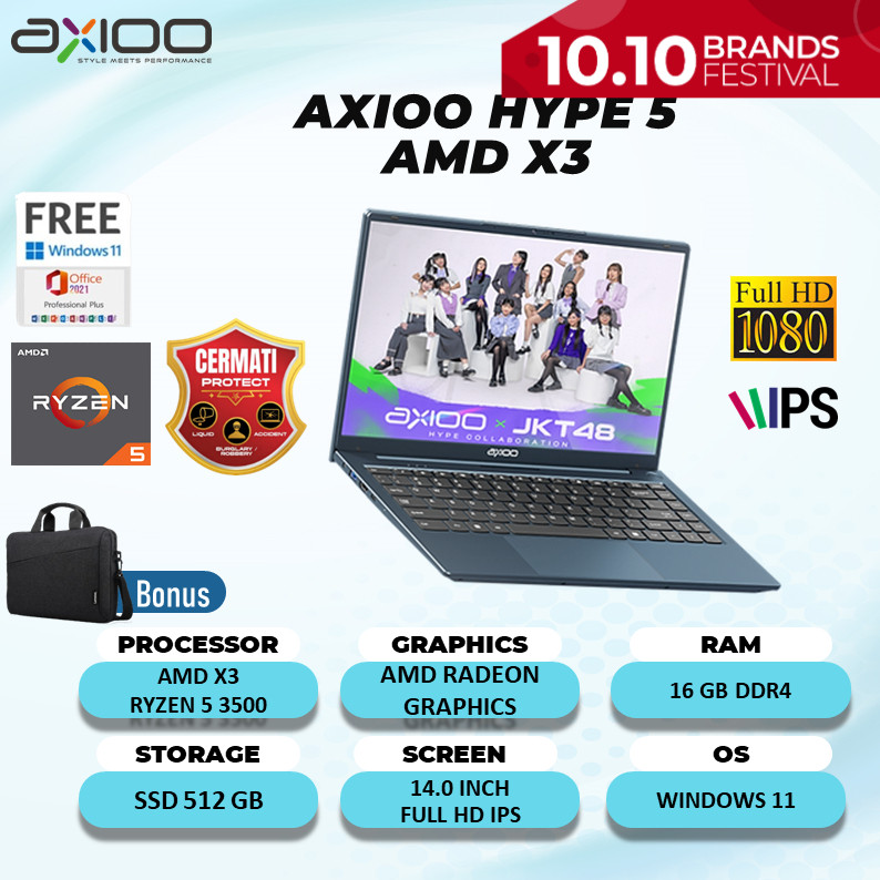 Jual Laptop Axioo Hype 5 X3 AMD Ryzen 5-3500 16GB 512GB 14Inch FHD Ips ...