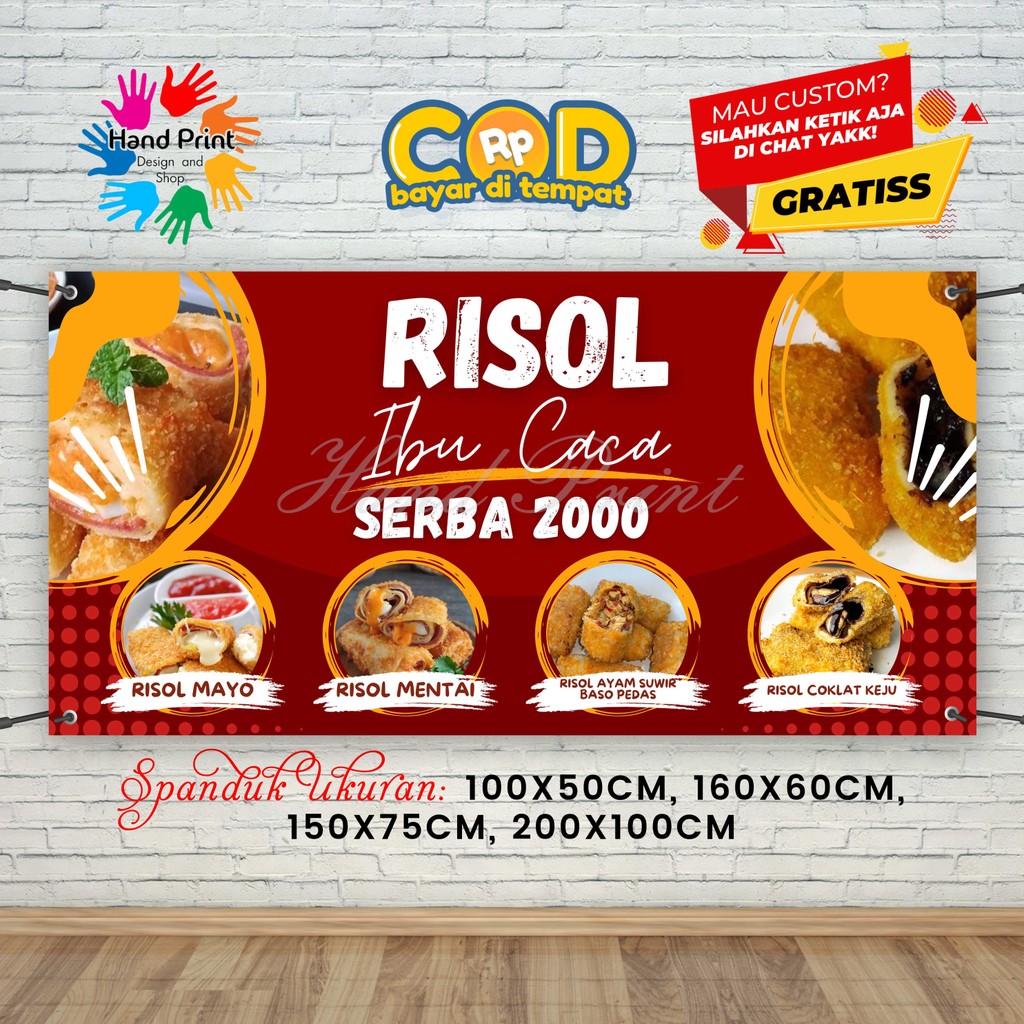 Jual Cetak Spanduk Banner Aneka Risol Merah MMT Spanduk Custom 200x100 ...