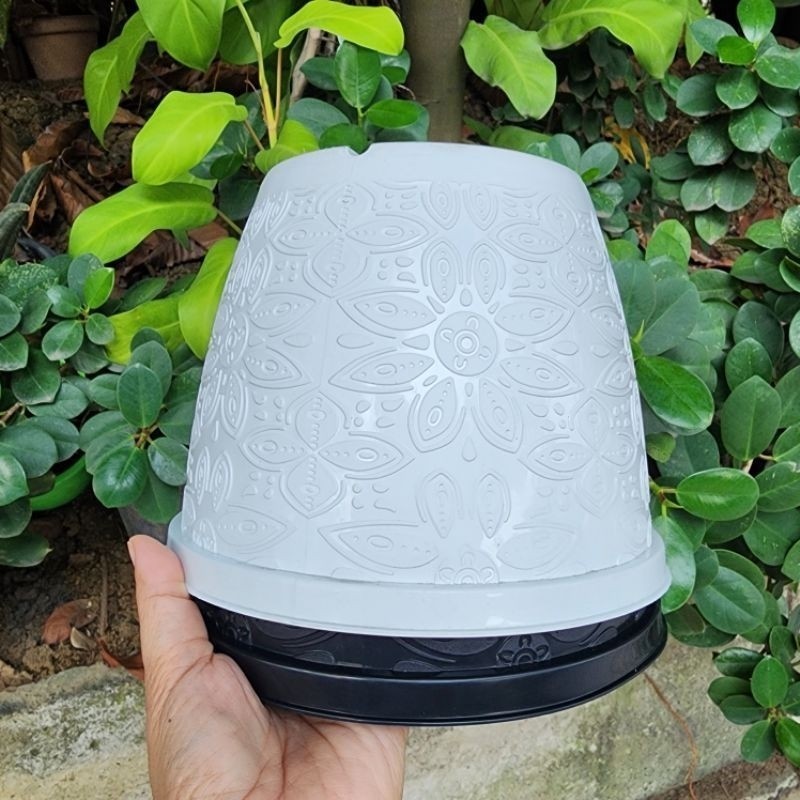 Jual (1pc) SHALLOM BATIK 20 (21cm) : pot bunga motif batik timbul ...