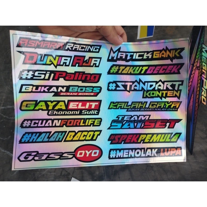 Jual Sticker Pack Kata Kata Racing Terbaru / Stiker Hologram / Stiker ...