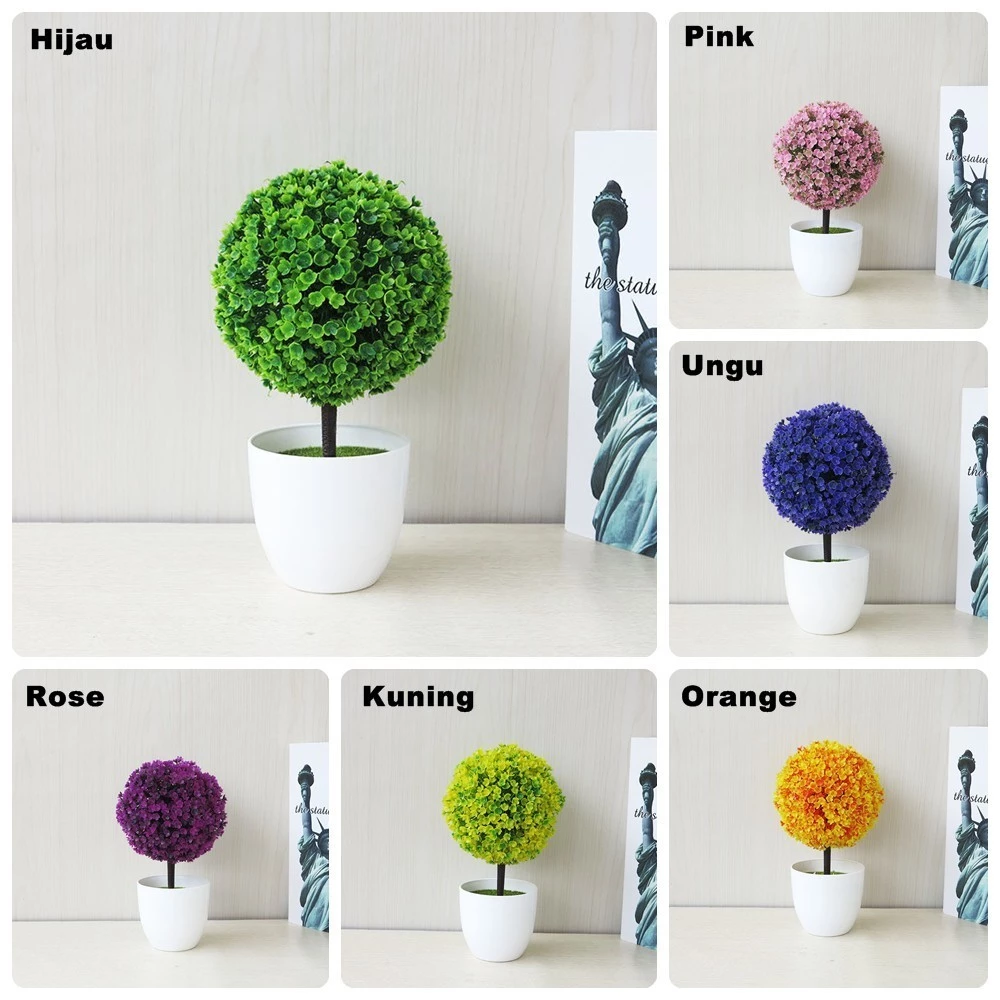 TANAMAN BUNGA HIAS PLASTIK PAJANGAN POT DEKORASI POHON CANTIK BONSAI | AutoStock