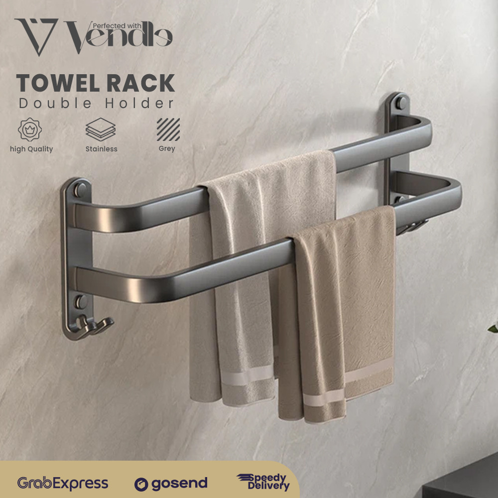 Jual Rak Handuk Kamar Mandi 2 Layer - Gantungan Dinding Jemuran Handuk ...