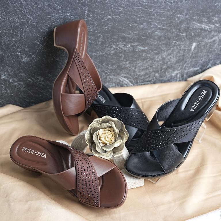 Peter Keiza Pearl Strap Sandal Wedges Wanita
