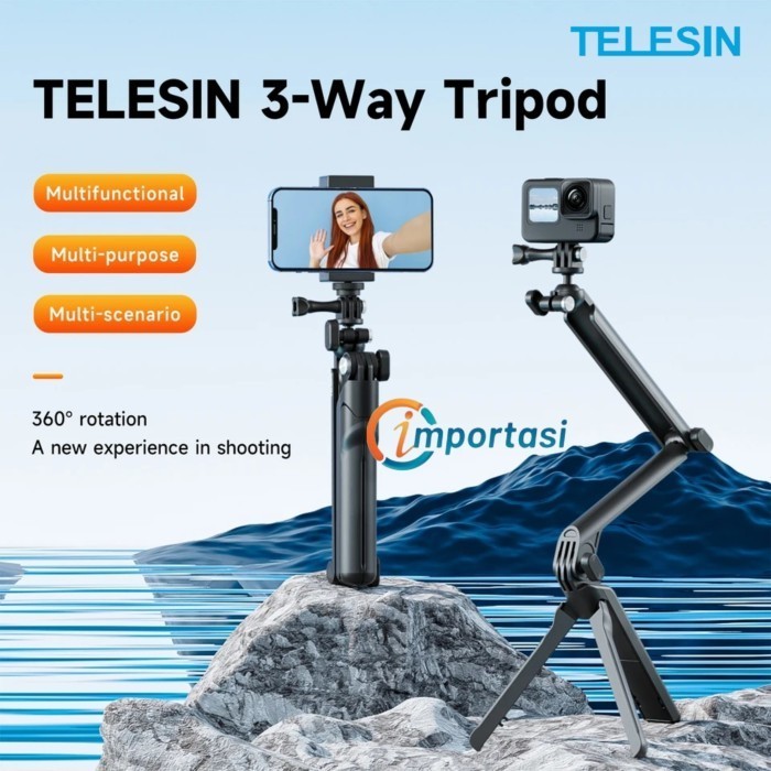 Jual TELESIN Multi Mount Way Tripod Tongsis GoPro 13 12 11 10