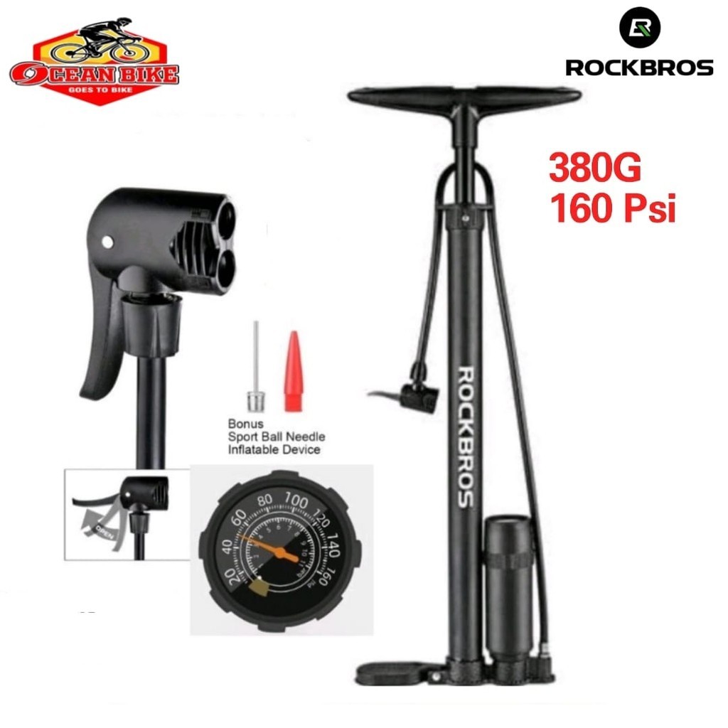 Pompa per ammortizzatori per mountain - Pompa ad aria posteriore per bici ad alta pressione da 300 psi - Pompa da bicicletta universale con manometro e pulsante di spurgo 'aria, Rianpesn