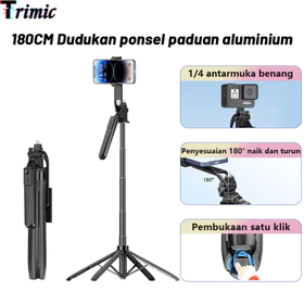Trimic 180CM Tongsis Tripod Selfie Stick 4 Kaki Tripod Aluminium Tongsis Bluetooth Remote