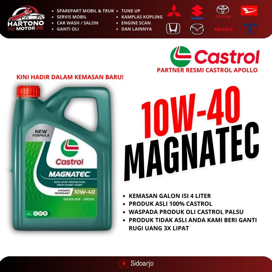 Jual CASTROL MAGNATEC OLIE OLI GALON 4 LITER 10W-40 BENSIN 100% ...