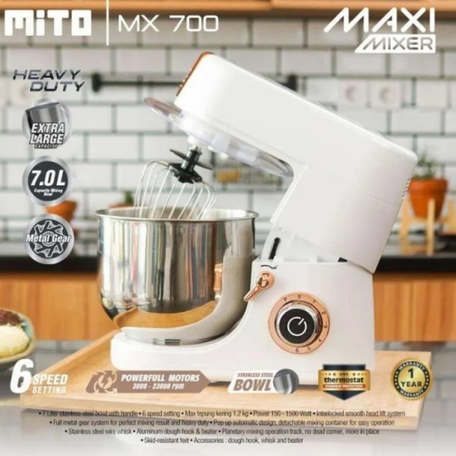 Jual Stand Mixer Maxi Planetary MITO MX-700 | Mixer Roti 7 Liter Mito ...