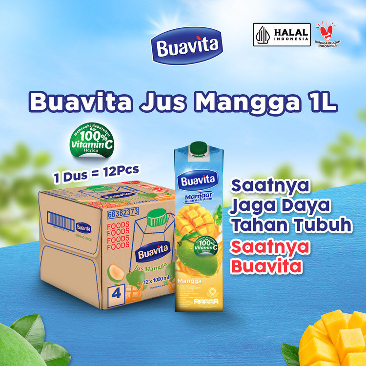 Jual Buavita Jus Buah Asli Mangga 1000ml Isi 12 Shopee Indonesia 2765