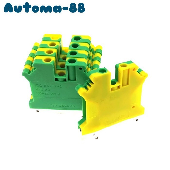 Jual USLKG-5 Grounding Terminal Block Din Rail Hijau-Kuning USLKG5 KK01 ...