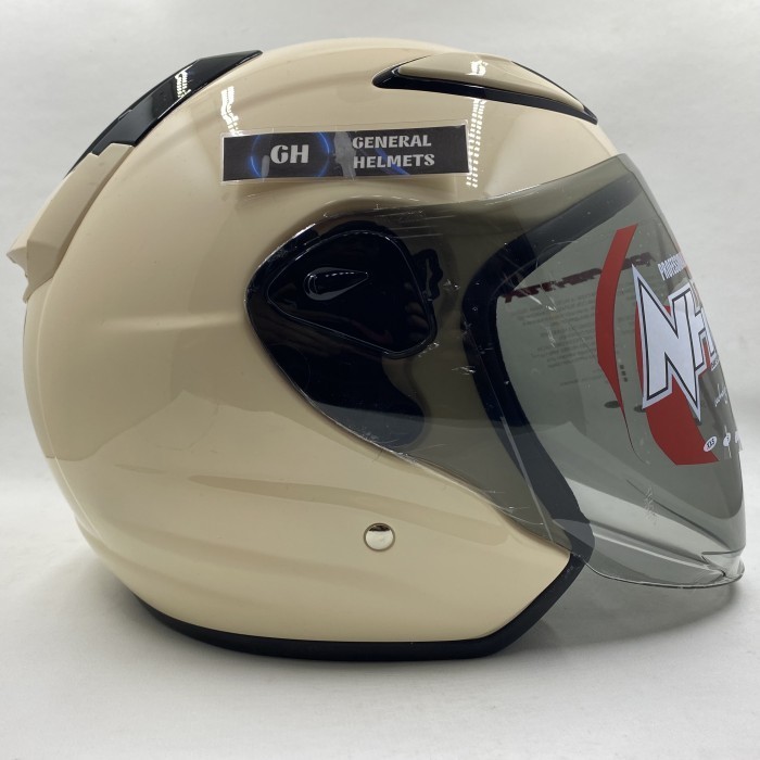 Jual HELM NHK NEW R6 SOLID CREAM SINGLE VISOR KACA SMOKE | Shopee Indonesia