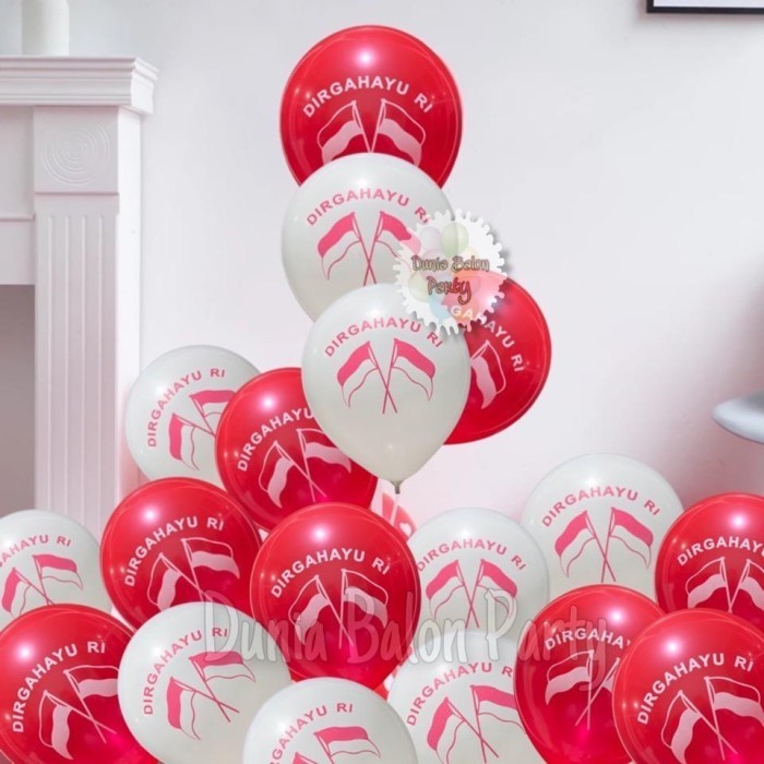 [ 50 PCS ] Balon Latex DIRGAHAYU RI / Balon Merah Putih 17 Agustus