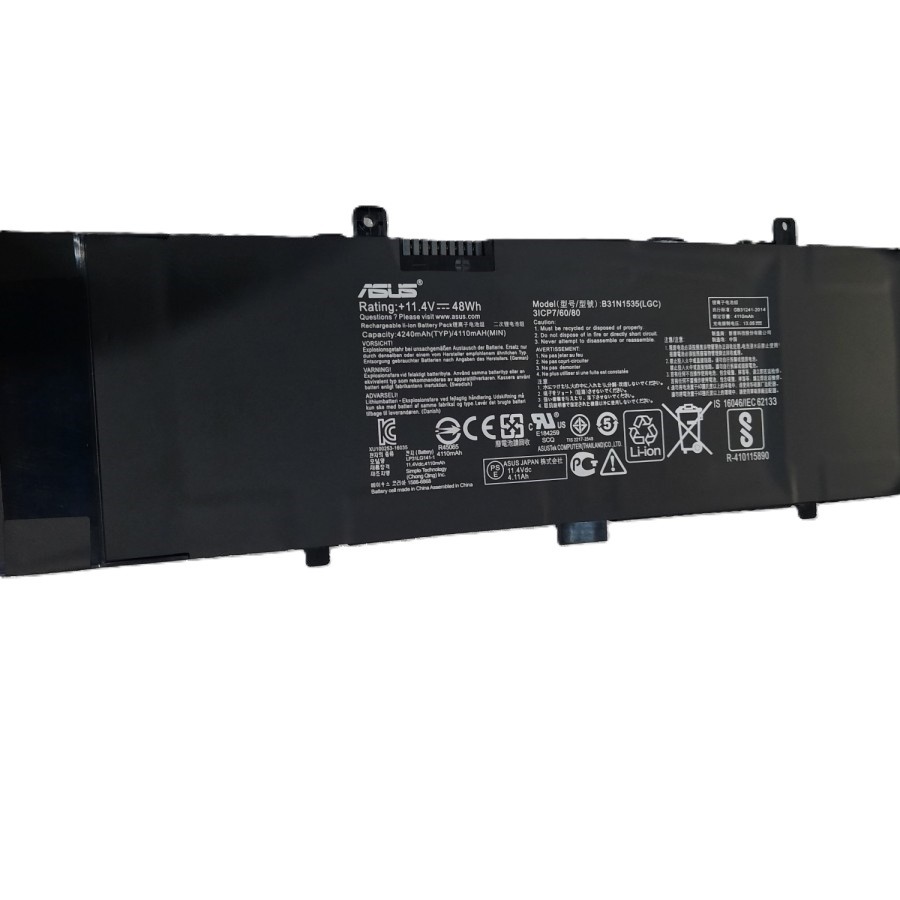 Exmate Batteria Per Laptop Asus Zenbook UX310/UX410/UX3410 – Modello B31N1535, 11.4V 48Wh, Ioni Di Litio, Fino A 500 Cicli Di Ricarica