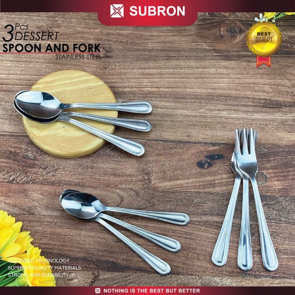 Jual SUBRON 3 pcs sendok garpu kecil anak buah kue dessert kopi teh ...