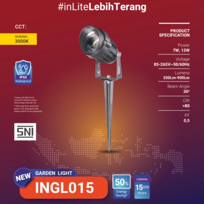 Jual Lampu Taman Outdoor INLITE INGL015 7W 12W In-Lite IP65 Tancap ...