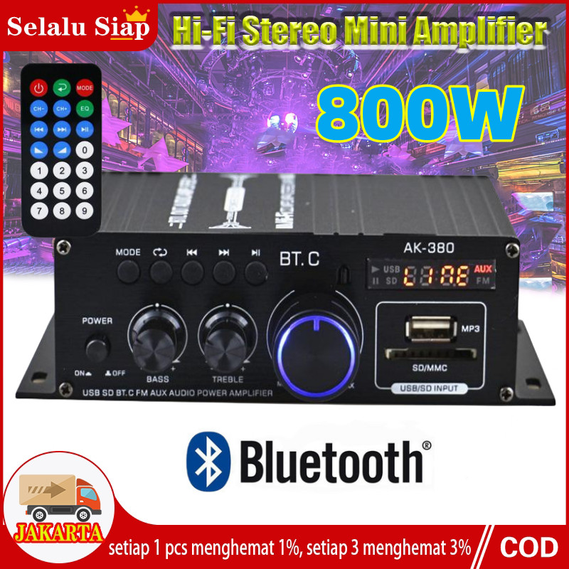 Jual AK380 AK370 800w Amplifier Bluetooth HiFi Mini Stereo Mobil Power ...