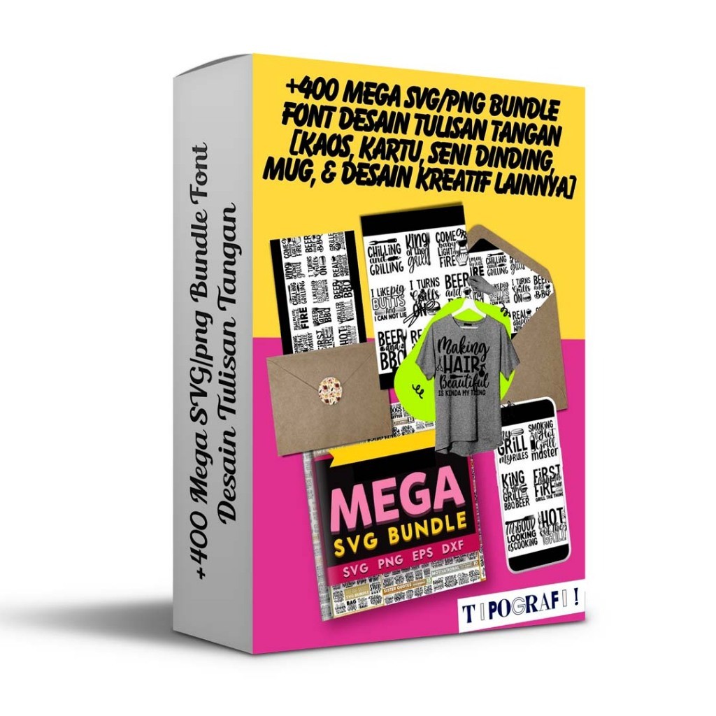 Jual +400 Mega SVG/png Bundle Font Desain Tulisan [kaos, kreatif ...