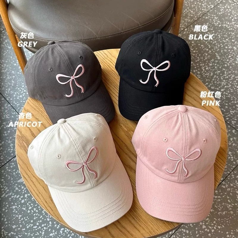 Jual Model Baru Topi Coquette / Topi Pita / Topi Pink Pita / Bow Cap ...