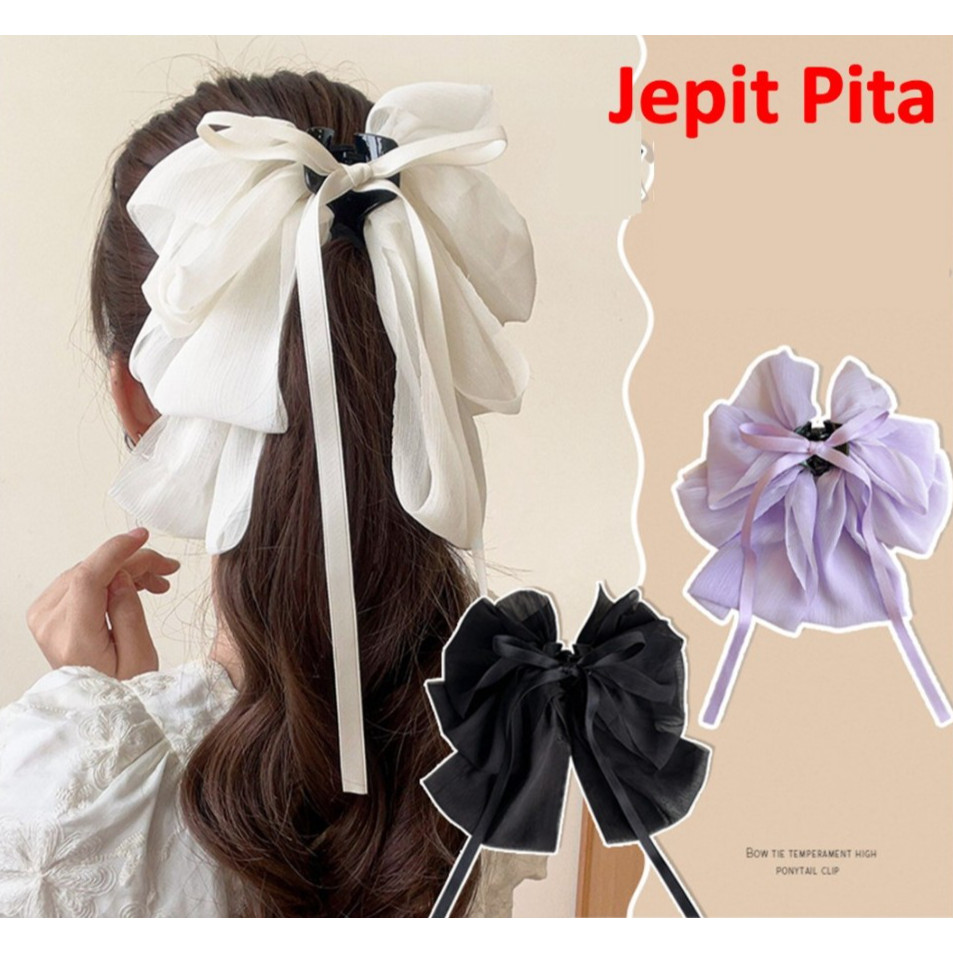 Jual APEN Jepit Pita Besar Model Bowknot Polos High end korean style ...