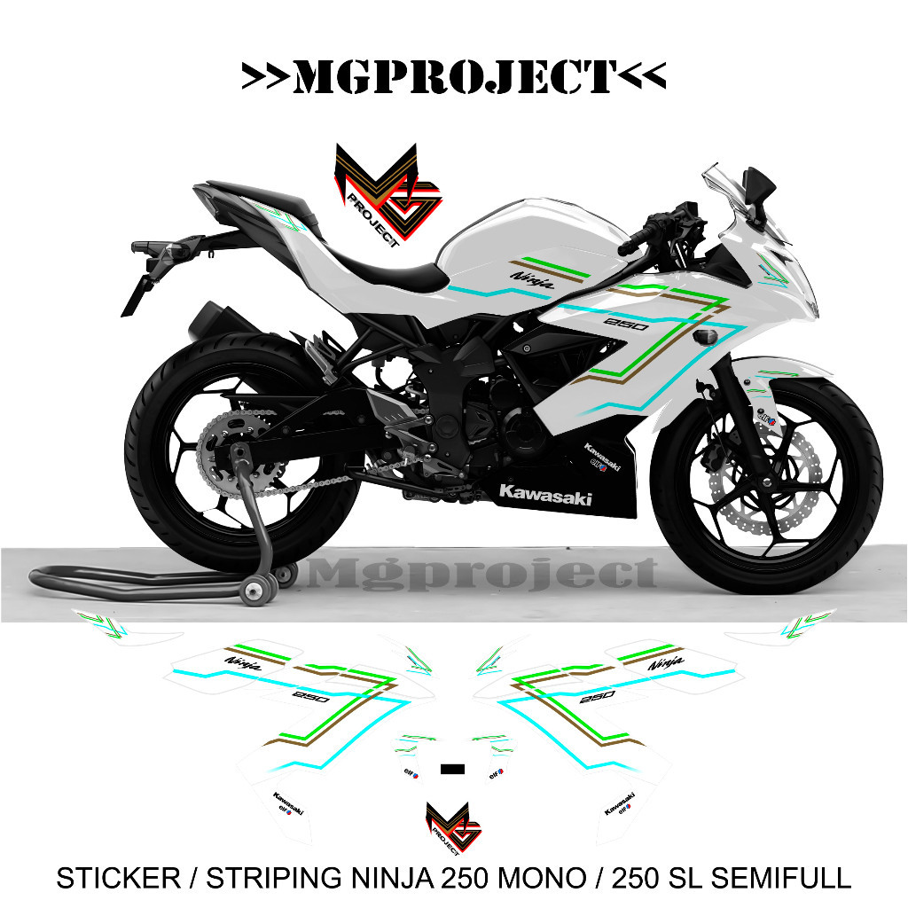 Jual Ninja Mono Striping Kawasaki Ninja Mono Sl Grafis Simple Line Dasar Putih Shopee