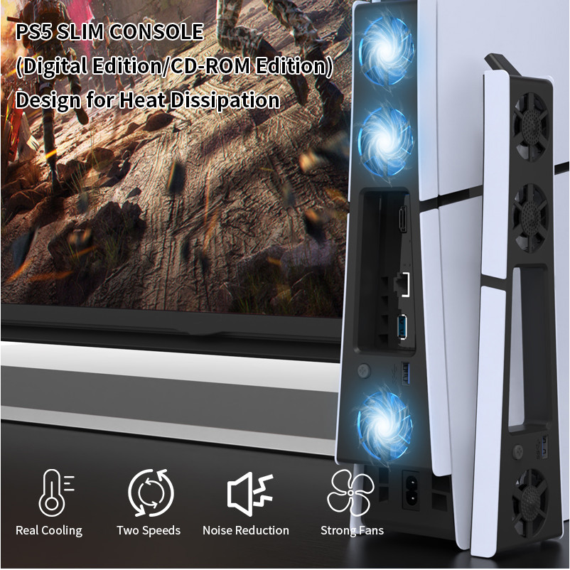 Jual RGB Light Cooling Fan for PS5 Slim Console with 3 Fans USB 3.0 ...