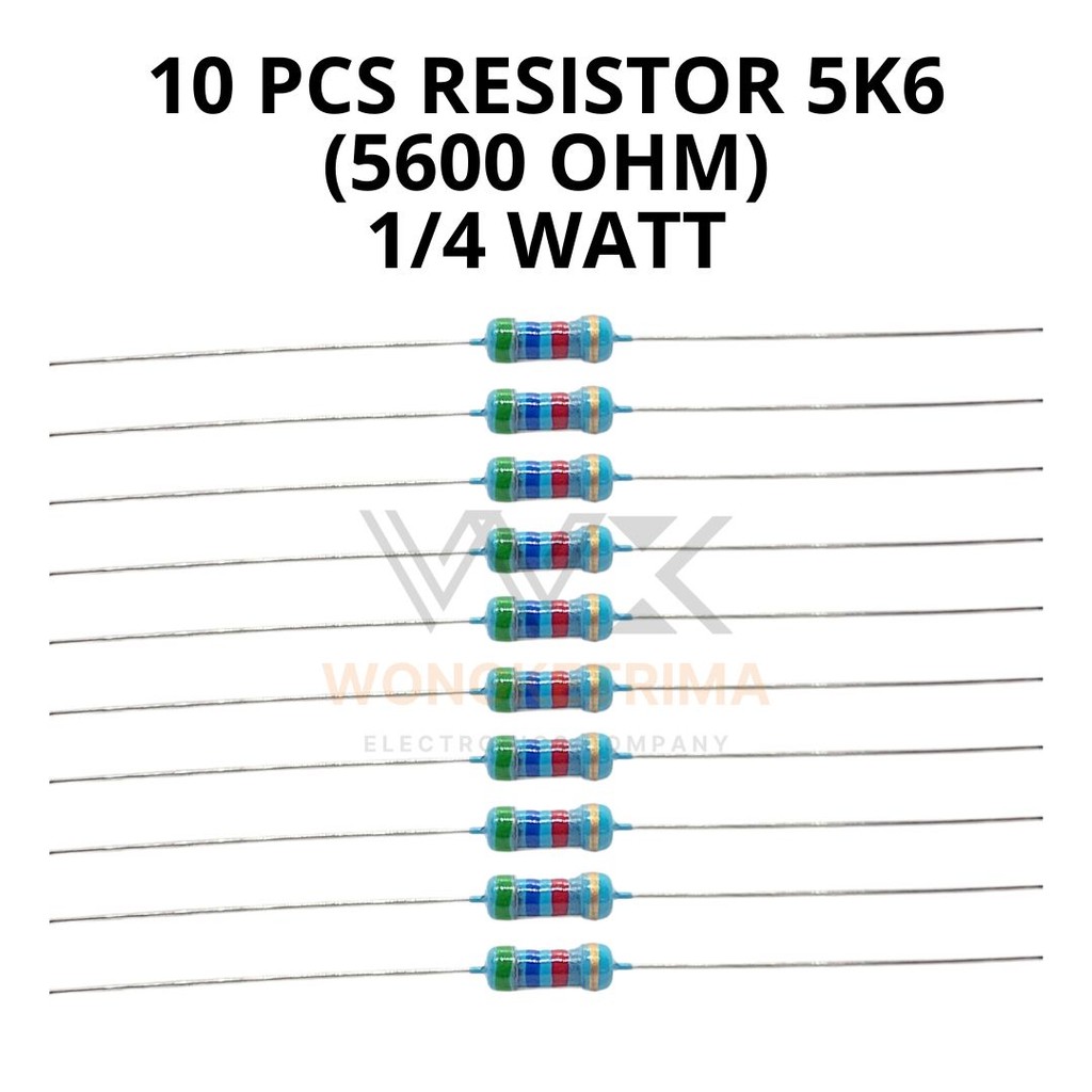 Jual 10 PCS RESISTOR 5K6 5600 OHM 1/4 WATT | Shopee Indonesia