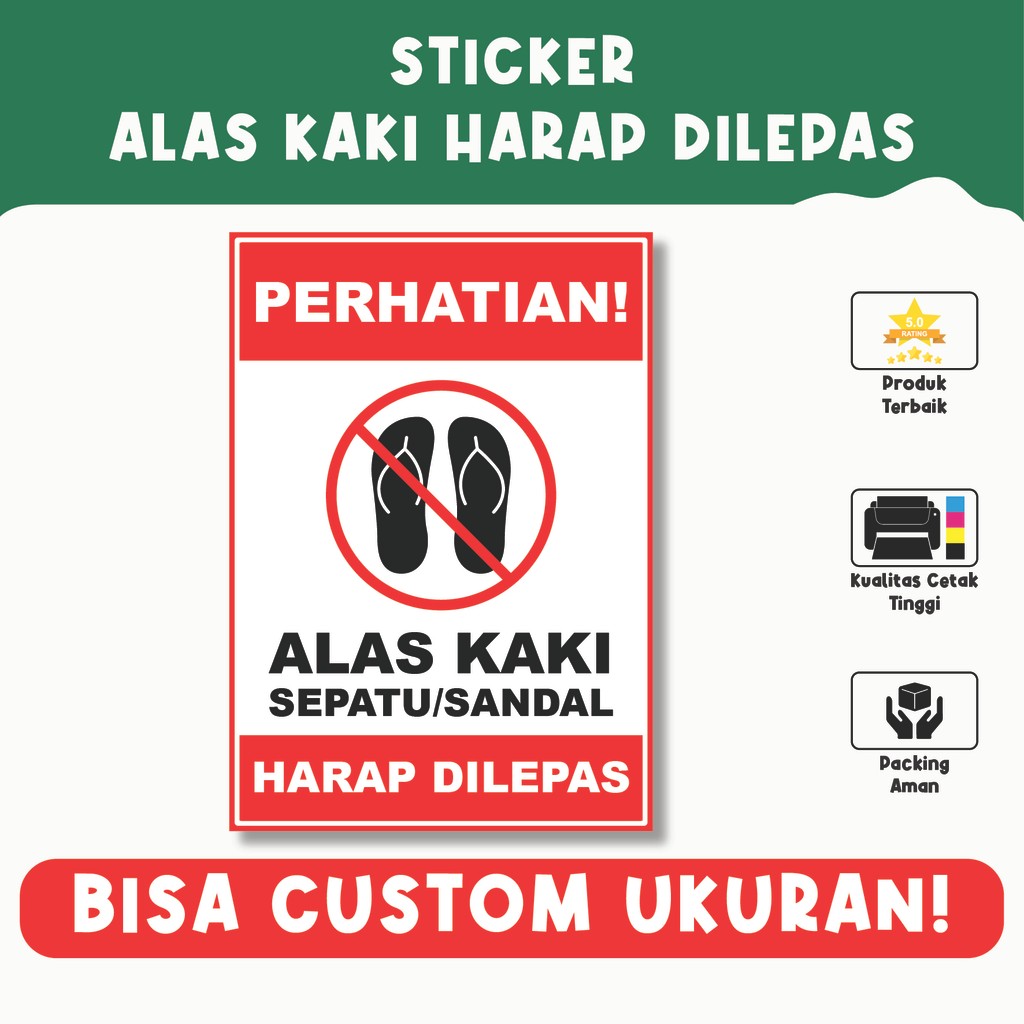 Jual Sticker ALAS KAKI HARAP DILEPAS – Pengingat Area Bebas Sepatu ...