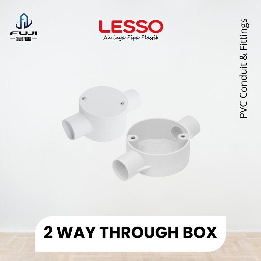 Jual Lesso PVC Conduit 2 Way Through Box Dengan Penutup | Shopee Indonesia