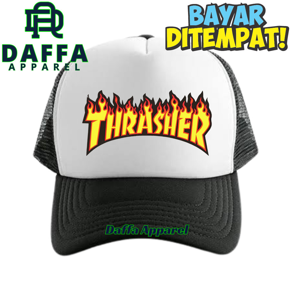 Jual Daffa Apparel Topi Trucker THRASHER - Topi Distro THRASHER Logo ...