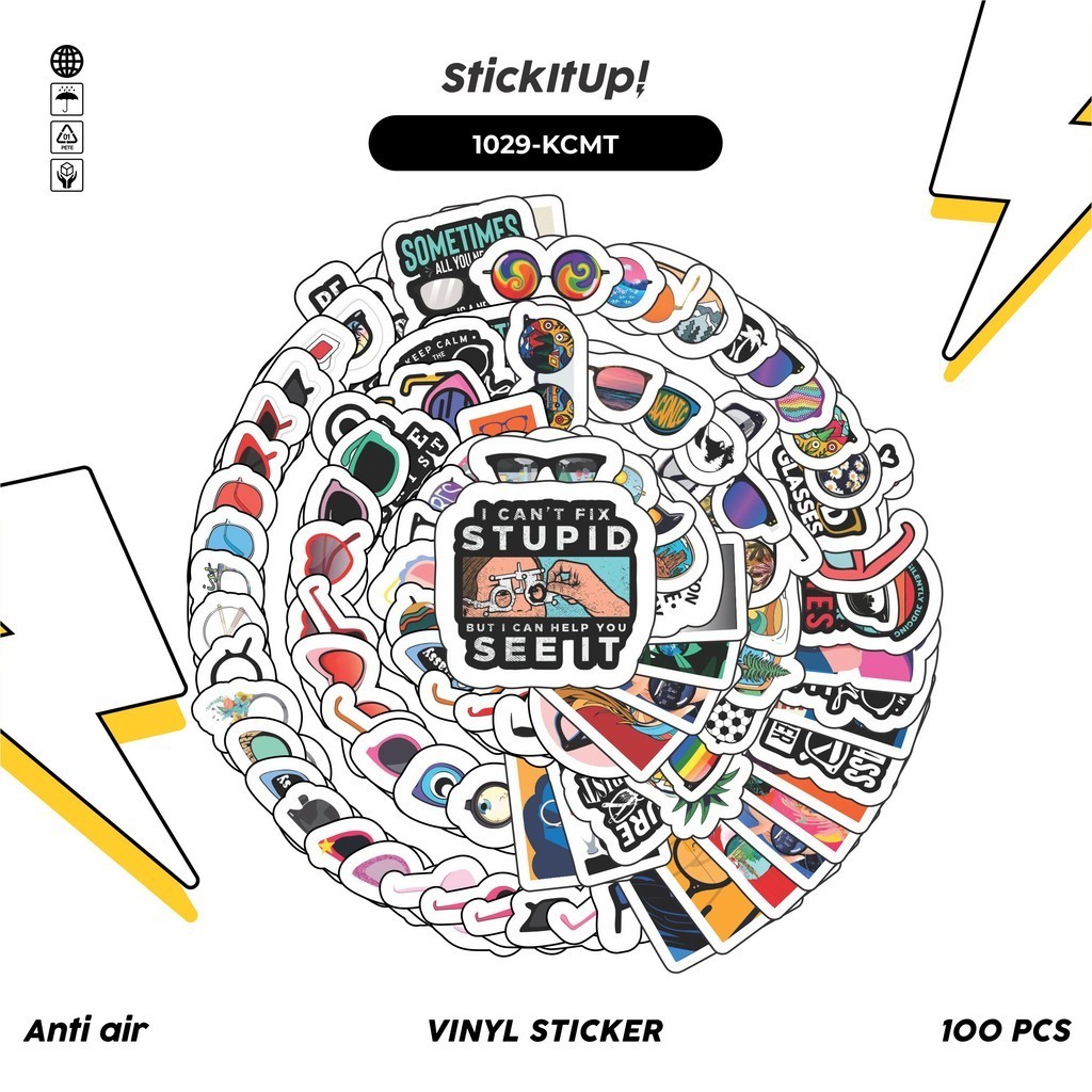 Jual COD 100 Pcs Stiker Pack Kacamata Lucu Aesthetic Vynil Waterproof ...