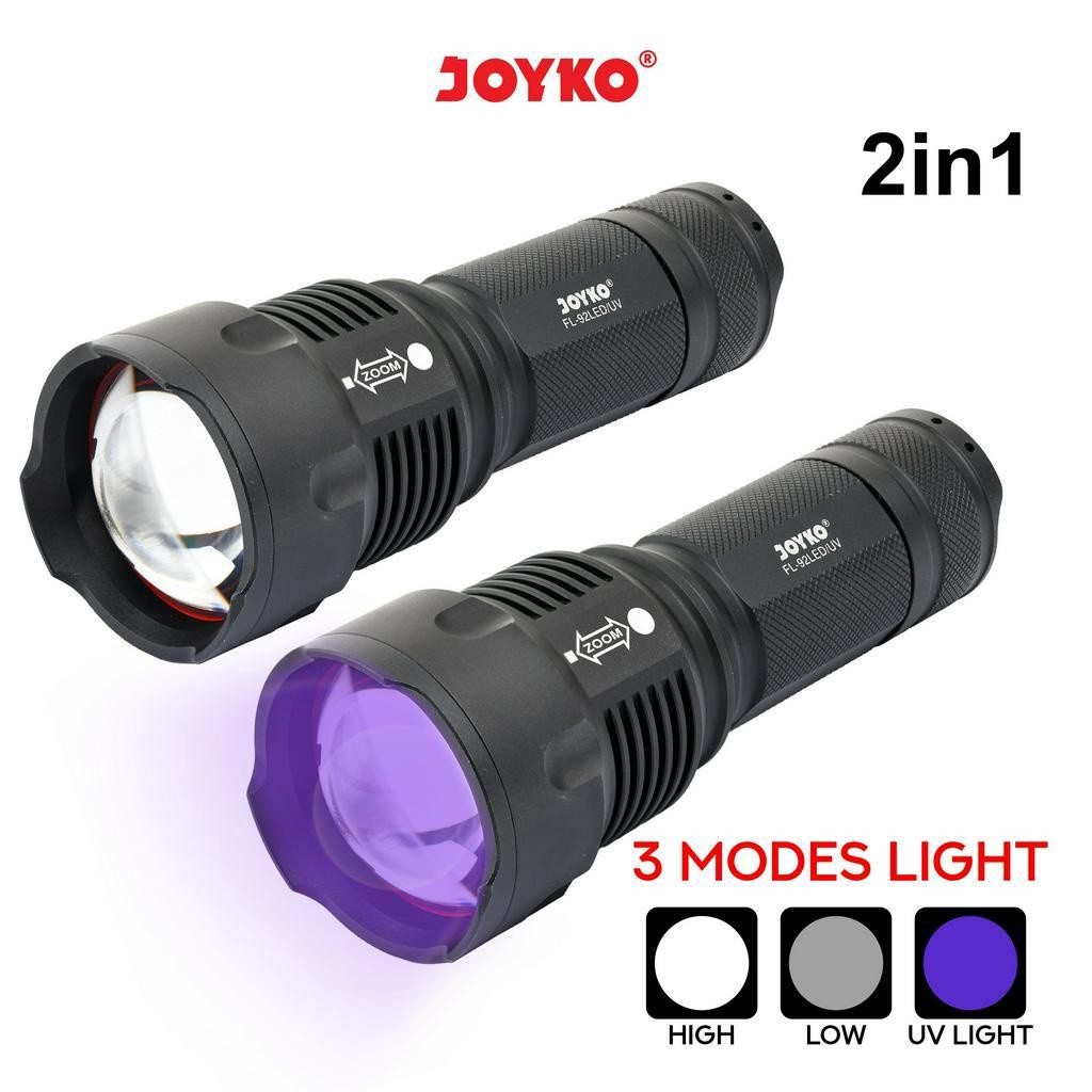 Jual Joyko LED & UV Flashlight Senter LED dan Ultraviolet FL-92LED/UV ...