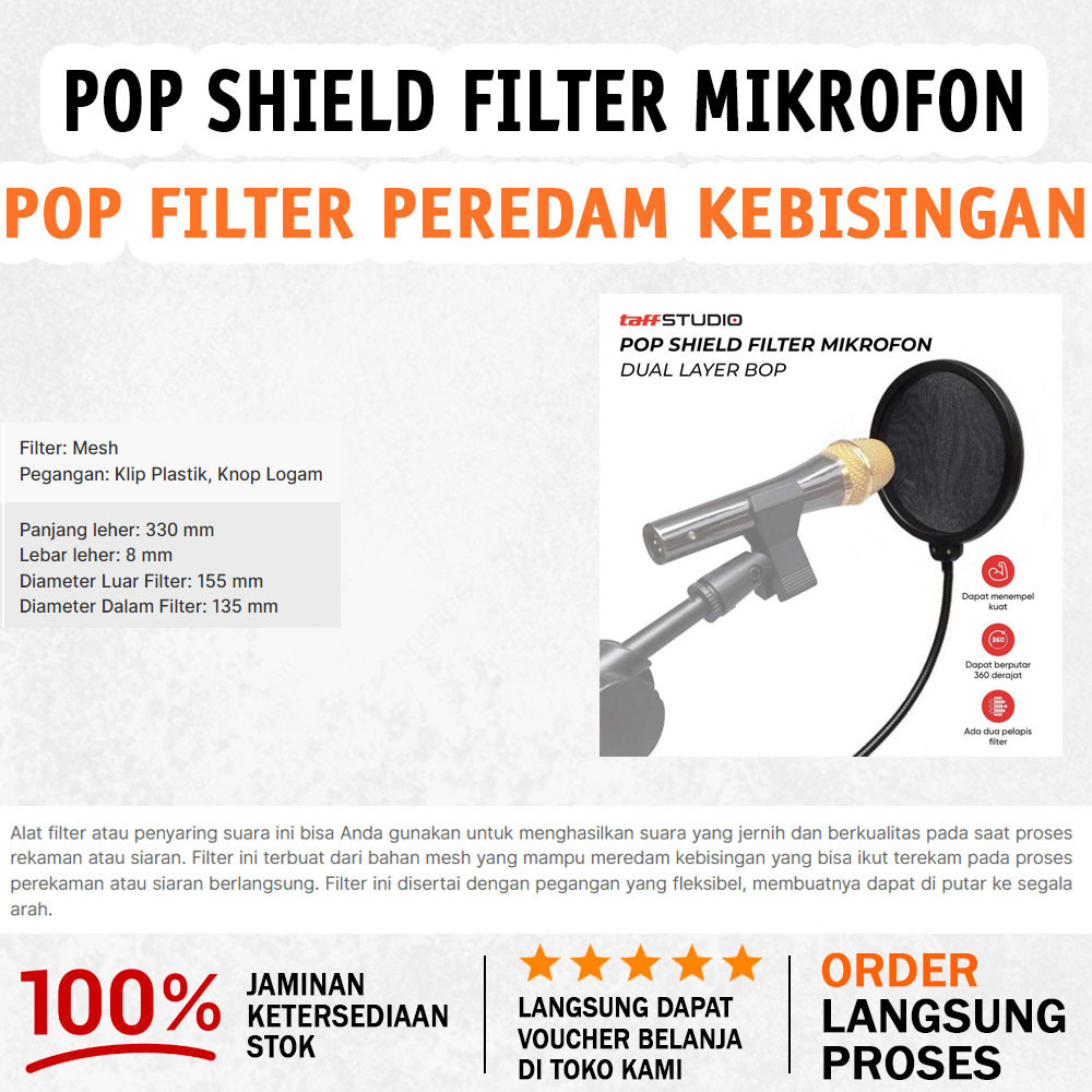 Jual PRODUK REKOMENDASI | Pop Shield Filter Mikrofon Dual Layer BOP ...