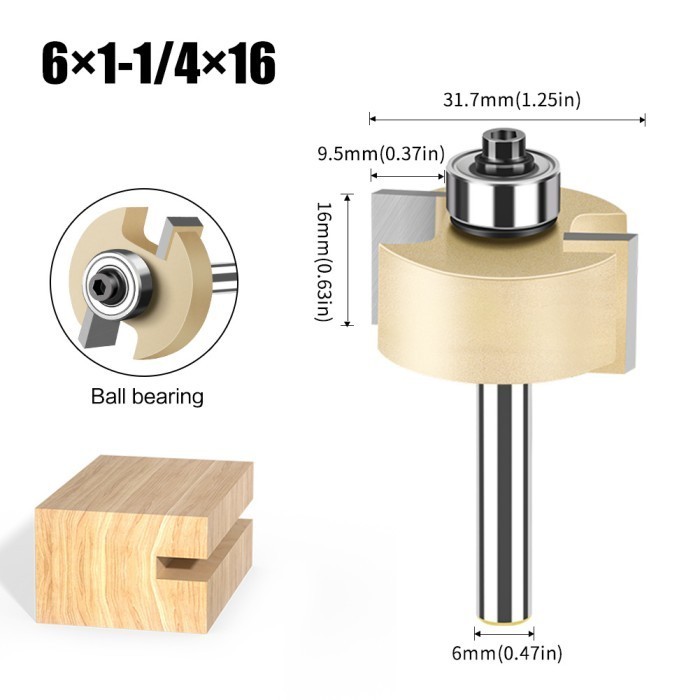 Jual MASTER BIT MATA PROFIL ROUTER GROOVING BALL T-CUTTER 6MMX1-1/4 ...