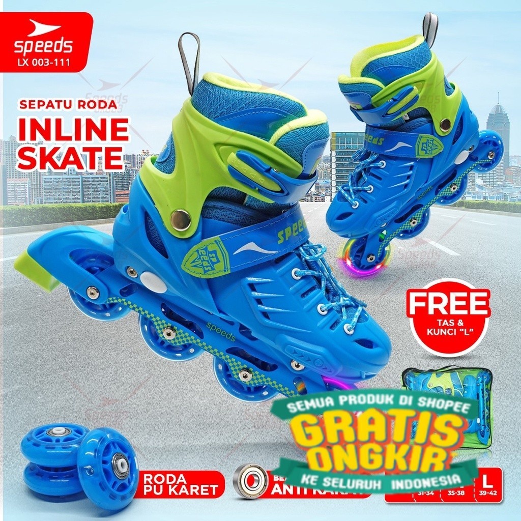 Jual SPEEDS Sepatu Roda Skate Anak Inline Roda Full Karet PU PVC Roda ...