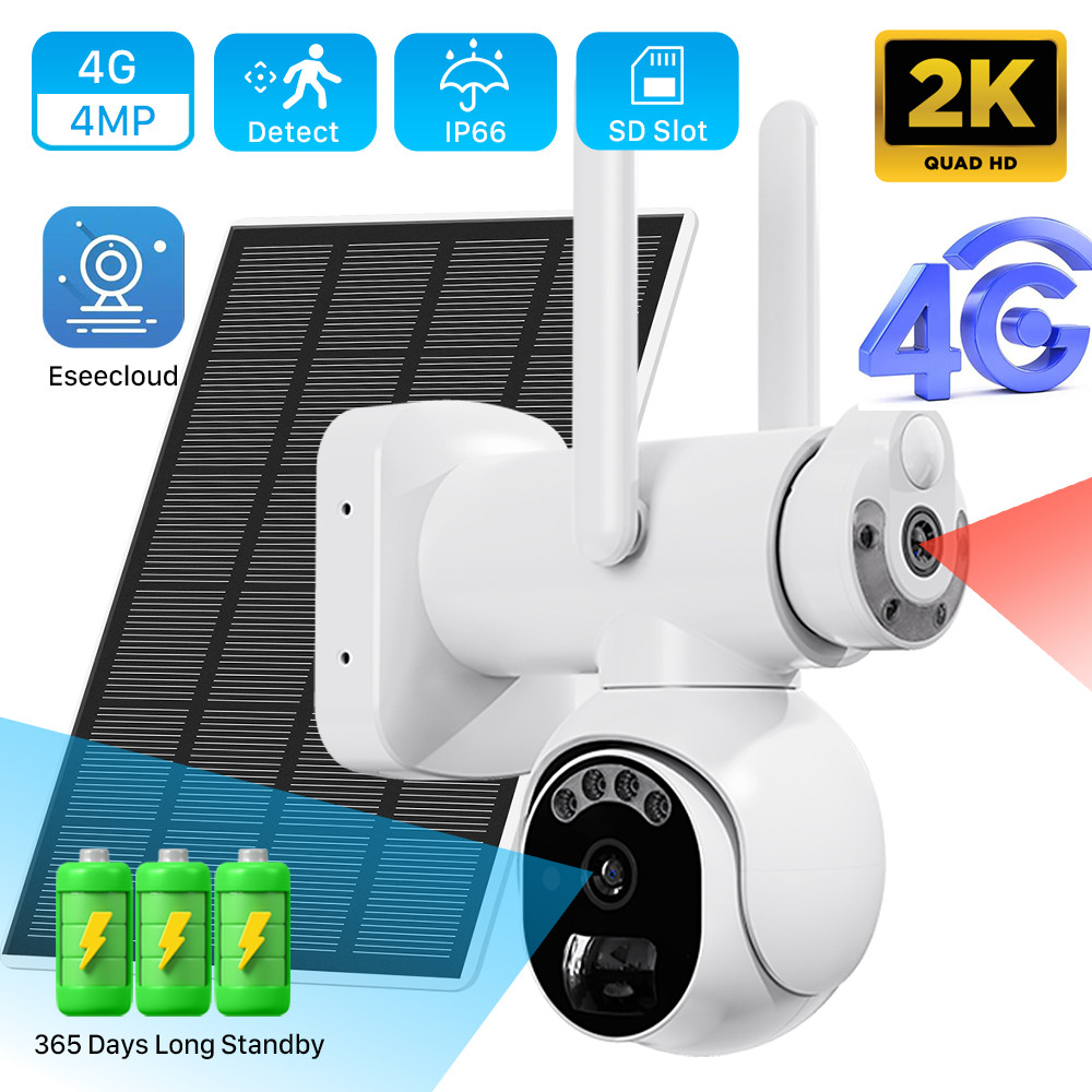 Jual 6MP 3K Dual Screen Solar Camera Outdoor 4G SIM Card PTZ Dual Lens ...