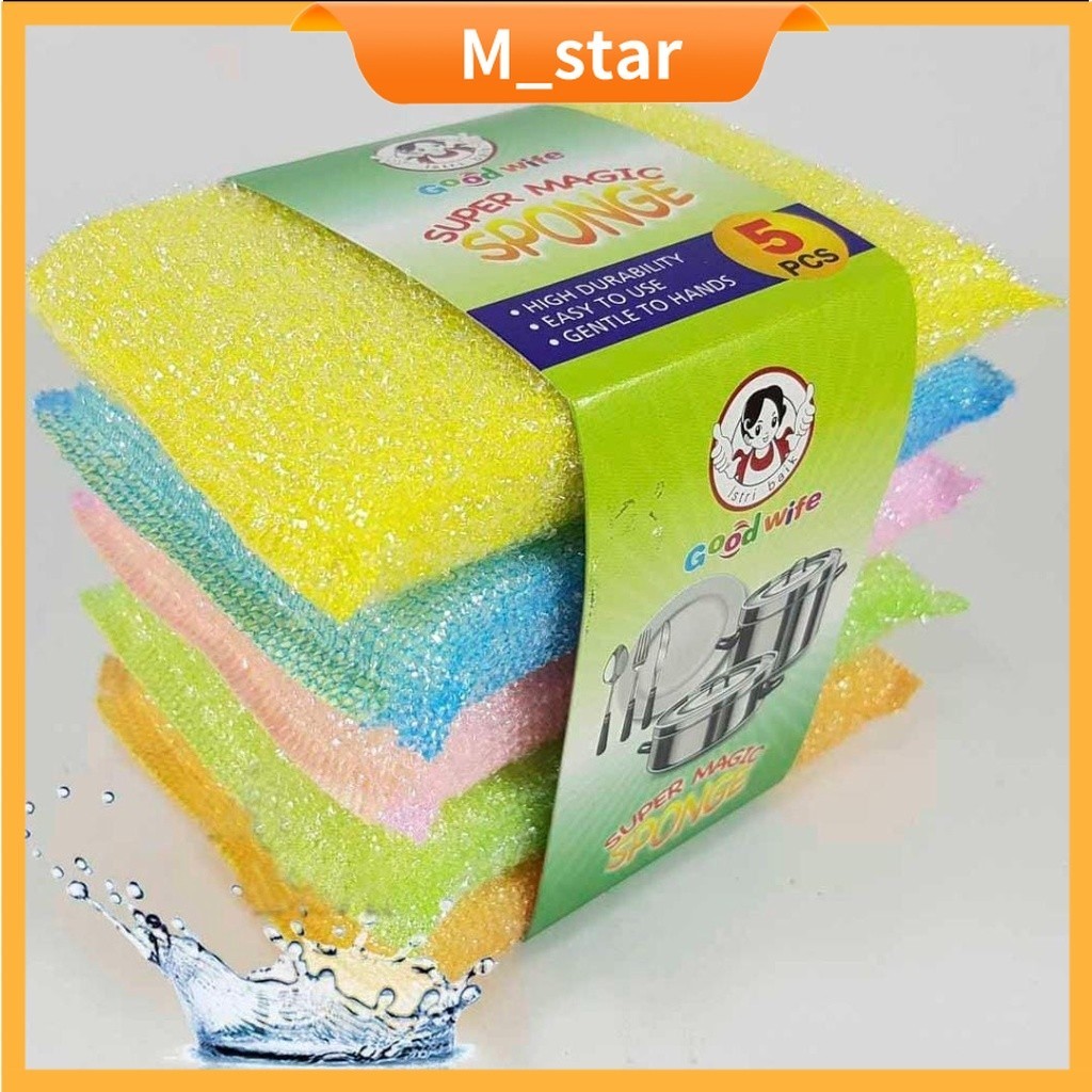 Jual SPONGE CUCI PIRING WARNA WARNI / MAGIC SPONGE RAINBOW/SPONS PAD ...