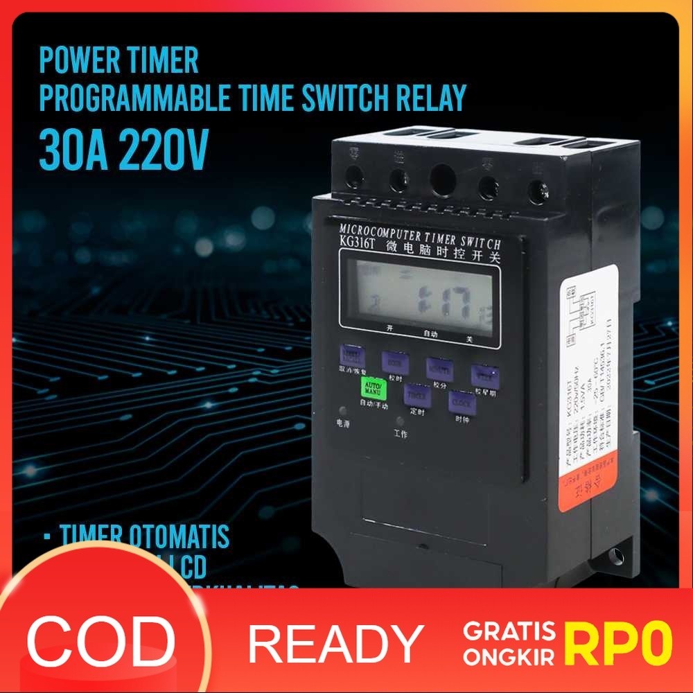 Jual CHINT MCB Power Timer Programmable Time Switch Relay 30A 220V ...