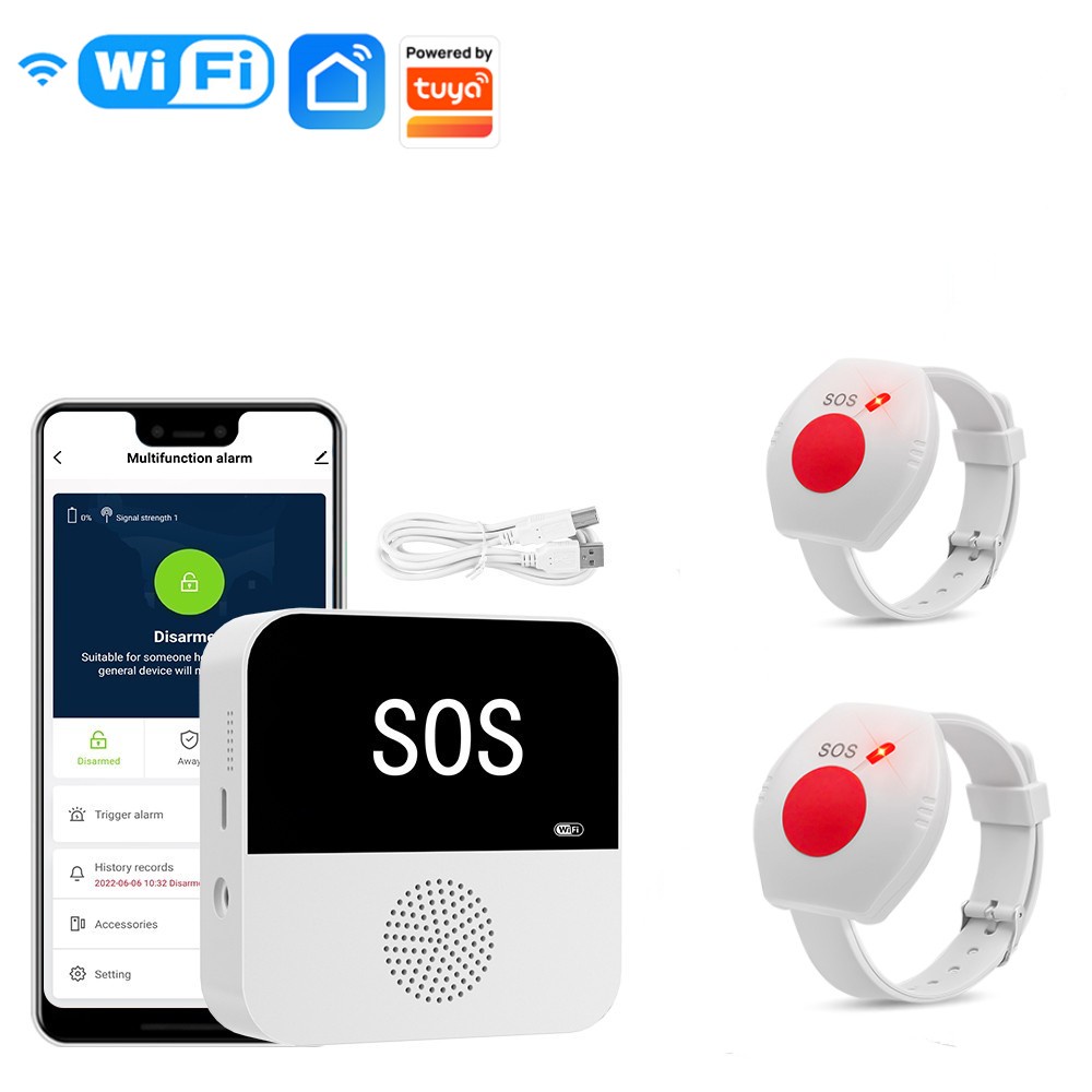 Jual Wireless Caregiver Pager SOS Bracelet Call Buttons For Elderly ...