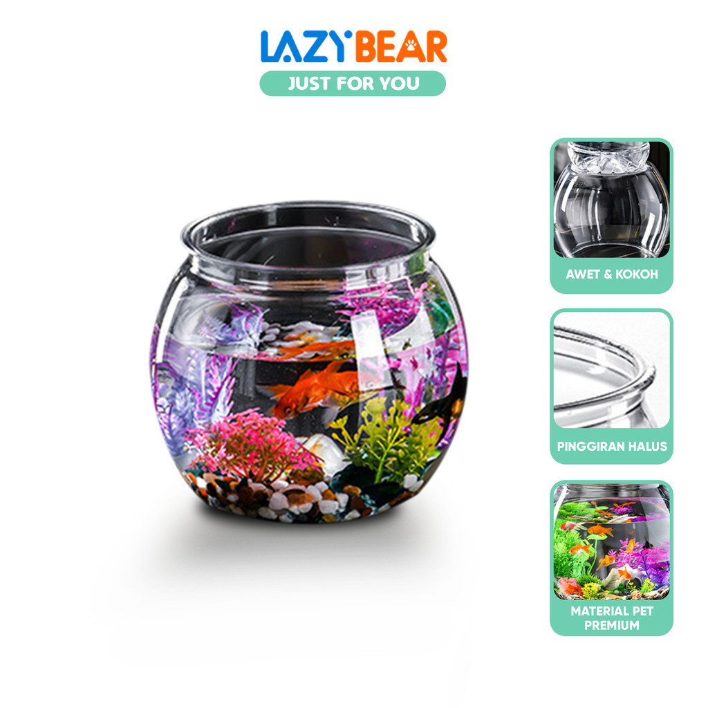 Jual LAZY BEAR Aquarium Bulat Plastik / Akuarium Ikan Cupang Hias ...