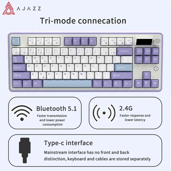 Jual Ajazz AK870 / AK-870 SC TKL Wireless Gaming Keyboard Mechanical ...