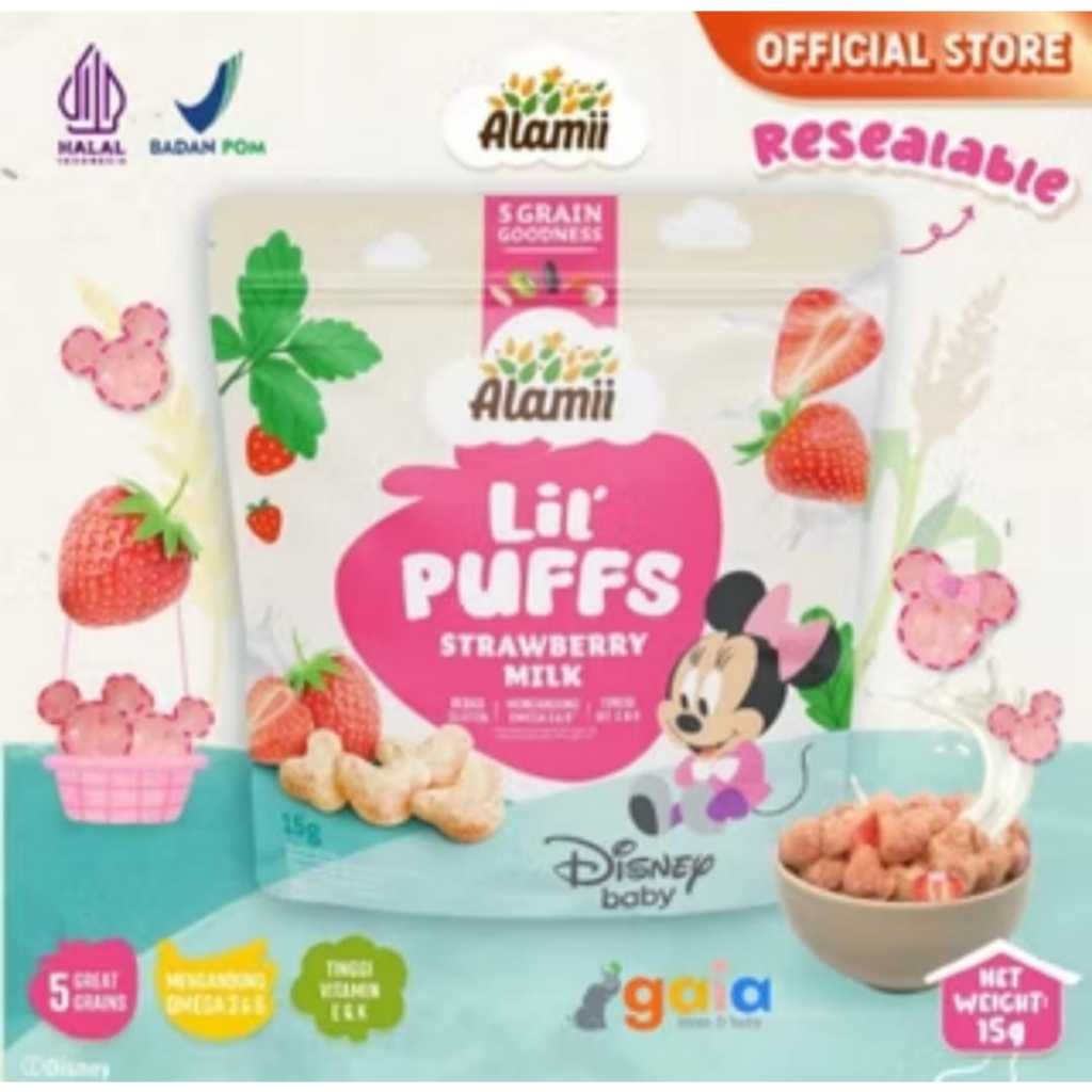 Jual ALAMII-LIL PUFFS STRAWBERY MILK 15GR | Shopee Indonesia