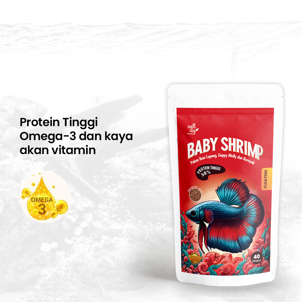 Jual Pakan Ikan BABY SHRIMP Cupang Guppy Discus Tetra Burayak Protein ...