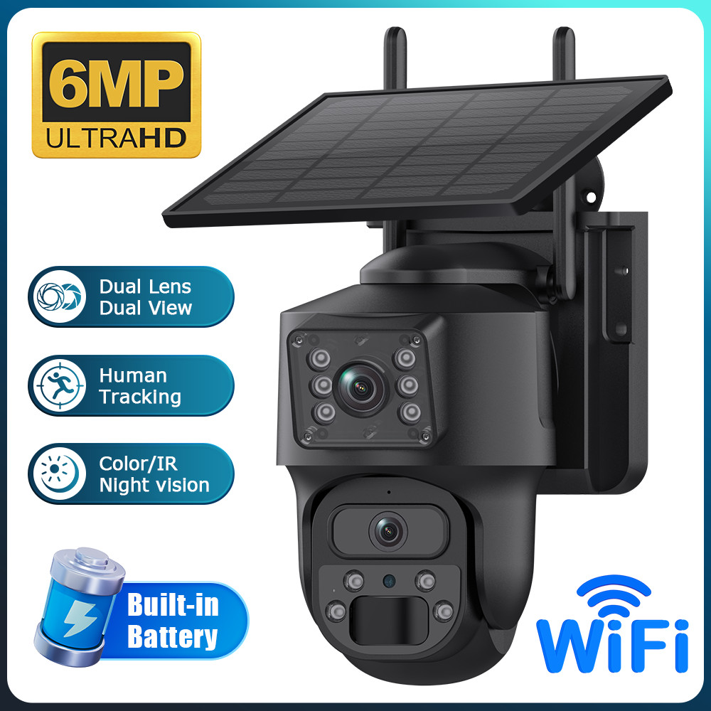 Jual 6MP Ubox APP Dual Lens Solar Power 4G WIFI PTZ IP Dome Camera Full ...